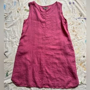Flax linen shift dress with pockets